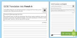 English To French Translation Exercises A Level